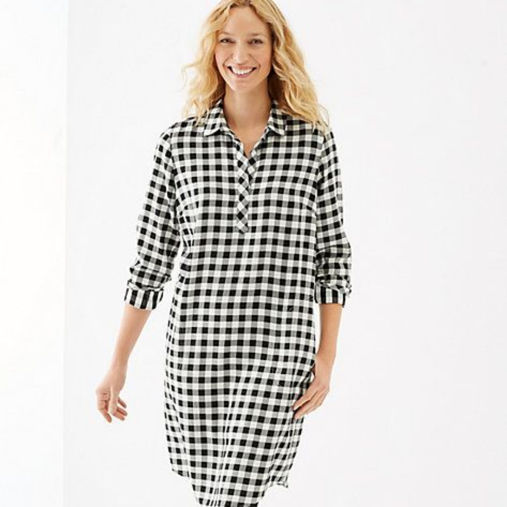 Women's j.jill Gingham Shirt dress Black/ White Size S